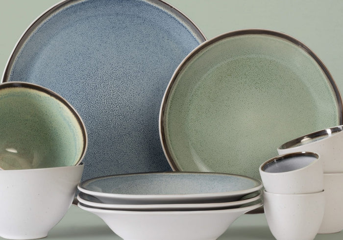 Cosy & Trendy Serviesset Fez - Groen - 12-delig | 4 personen - 4 dinerborden, 4 ontbijtborden en 4 diepe borden