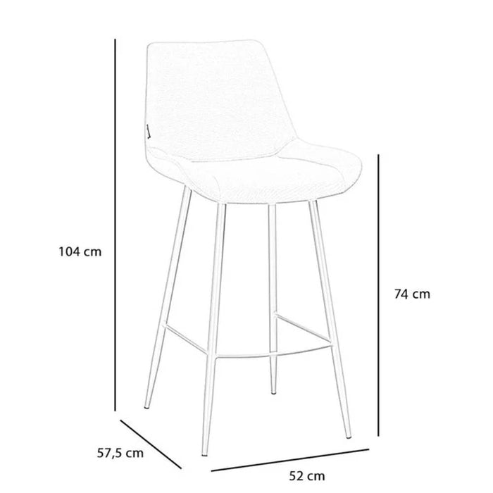 Bronx71 Scandinavische barkruk Maud gerecyclede stof off white 74 cm