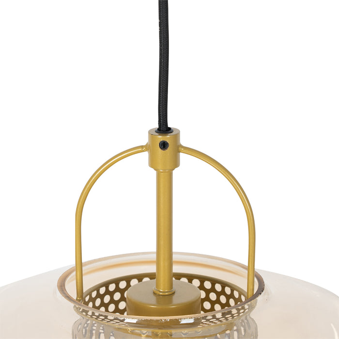 QAZQA Art deco hanglamp goud met amber glas 30 cm - Kevin