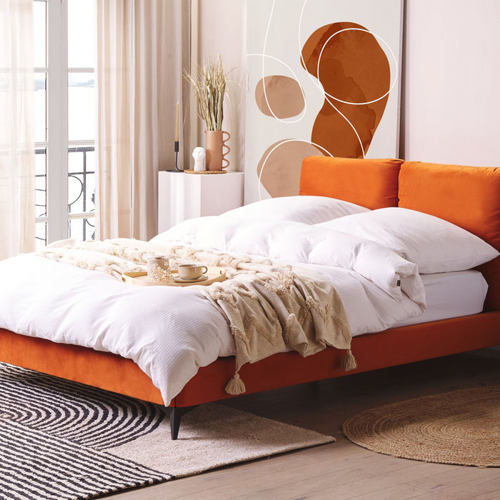 Beliani - MELLE - Tweepersoonsbed - Oranje - 140 x 200 cm - Fluweel
