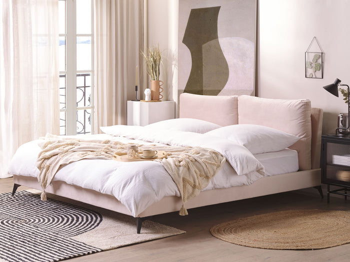 Beliani-MELLE -Tweepersoonsbed-Pastelroze-180 x 200 cm-Fluweel