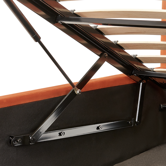 Beliani-VION-Bed met opbergruimte-Oranje-160 x 200 cm-Fluweel