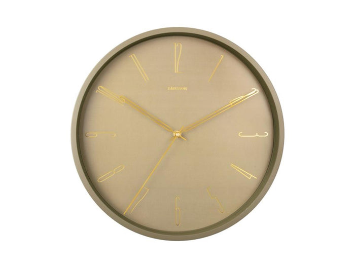 Karlsson - Wall clock Belle Numbers metal moss green