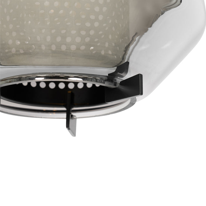 QAZQA Hanglamp zwart met smoke glas 23 cm langwerpig 3-lichts - Kevin