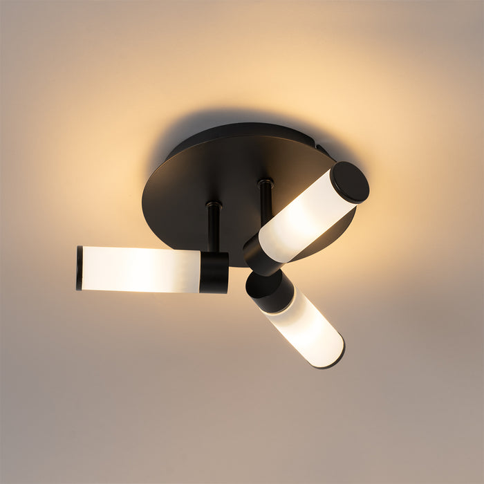 QAZQA Moderne badkamer plafondlamp zwart 3-lichts IP44 - Bath