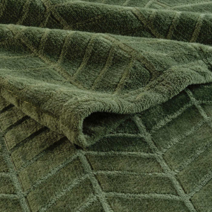 CASA DI ELTURO Flanellen fleece plaid Visgraat - Tijm Groen - 180 x
