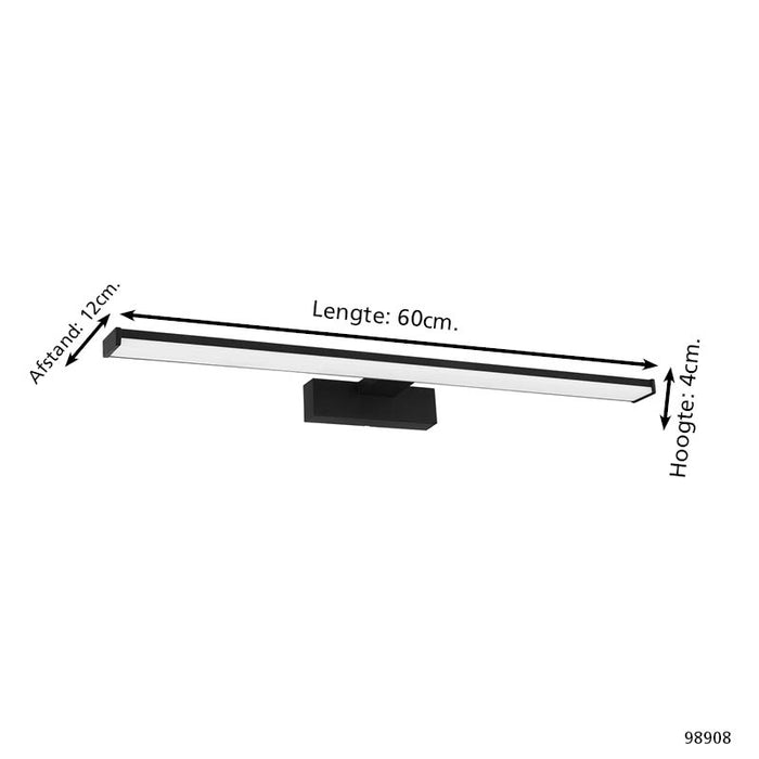 EGLO Pandella 1 Spiegellamp - LED - 60 cm - Zwart|Wit