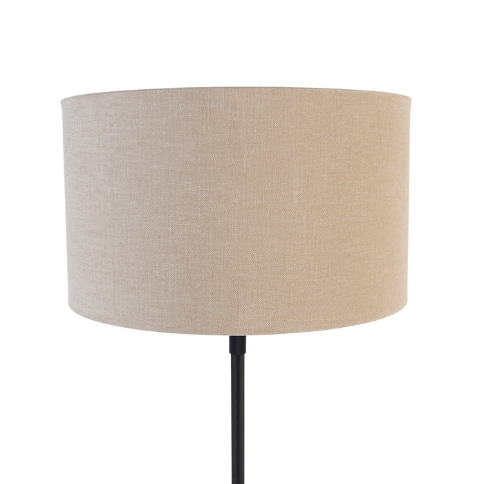 QAZQA Tafellamp zwart verstelbaar met kap lichtbruin 35 cm - Parte