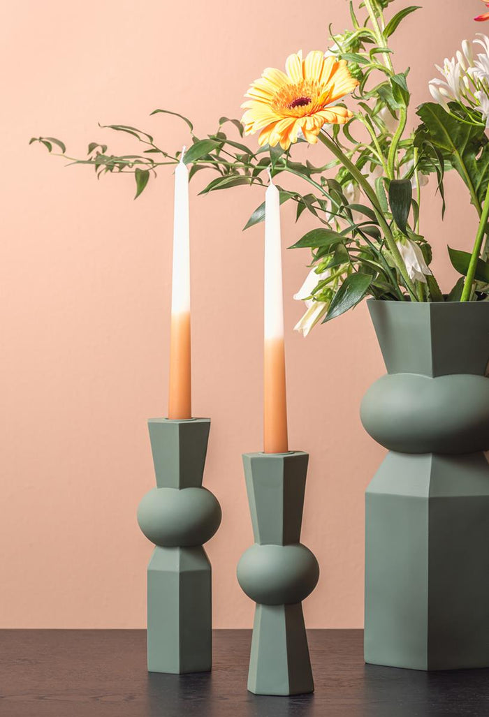 present time - Candle holder Geo King polyresin jungle green