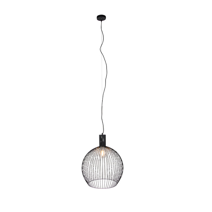QAZQA Smart ronde hanglamp zwart 50 cm incl. Wifi G95 - Dos