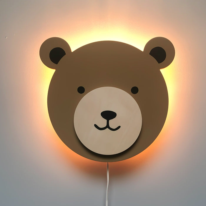 Houten wandlamp kinderkamer | Teddy - spiced honey