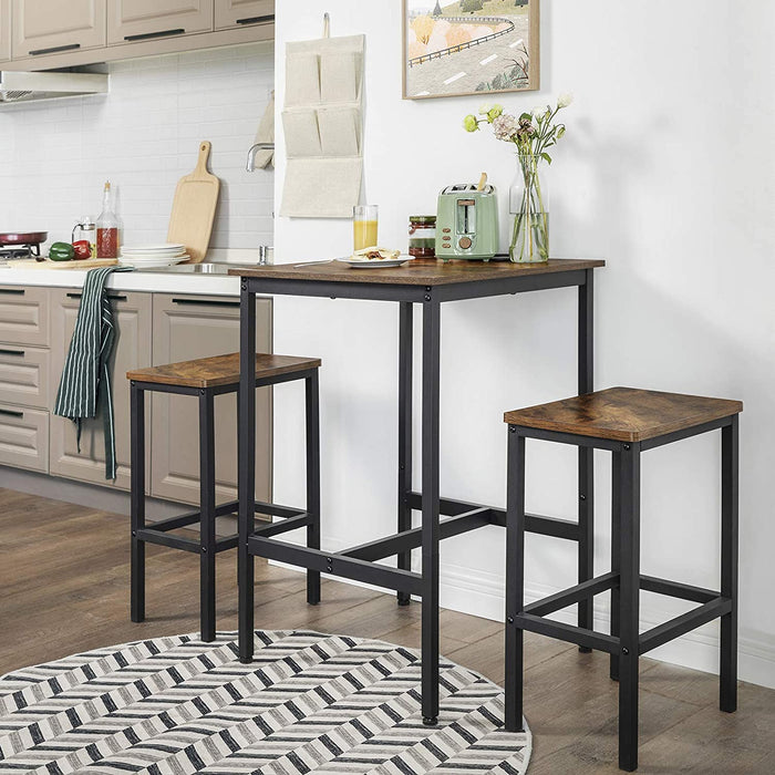 Bartafel, Hoge Keukentafel, Industriële Stijl, Vintage Bruin|Zwart