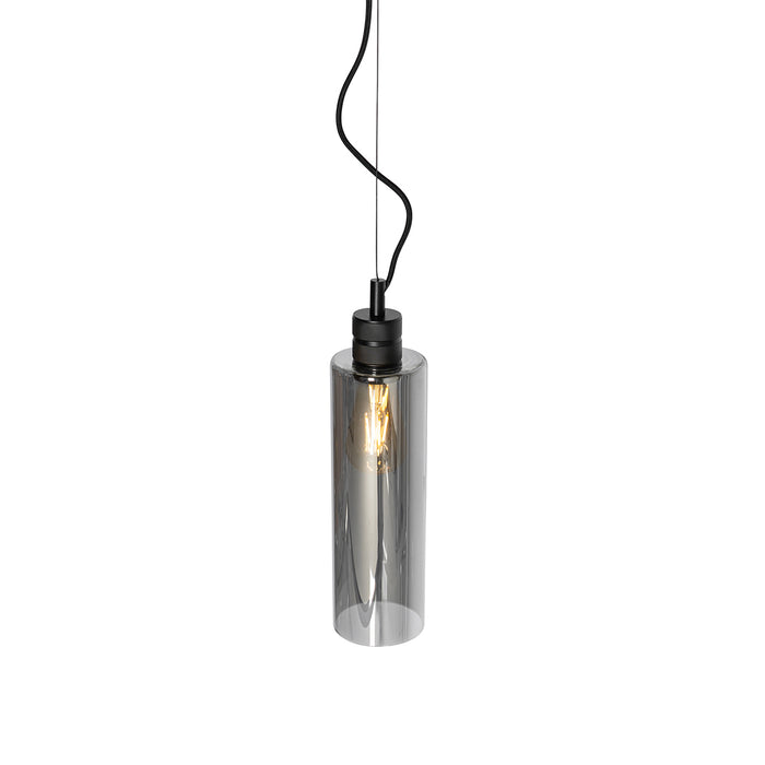 QAZQA Moderne hanglamp zwart met smoke glas - Stavelot