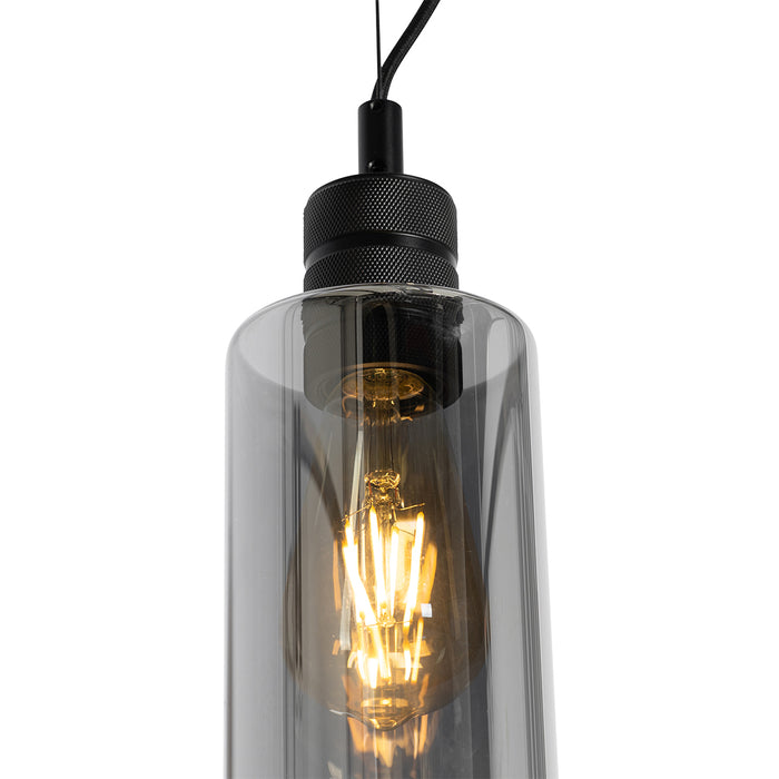 QAZQA Moderne hanglamp zwart met smoke glas - Stavelot