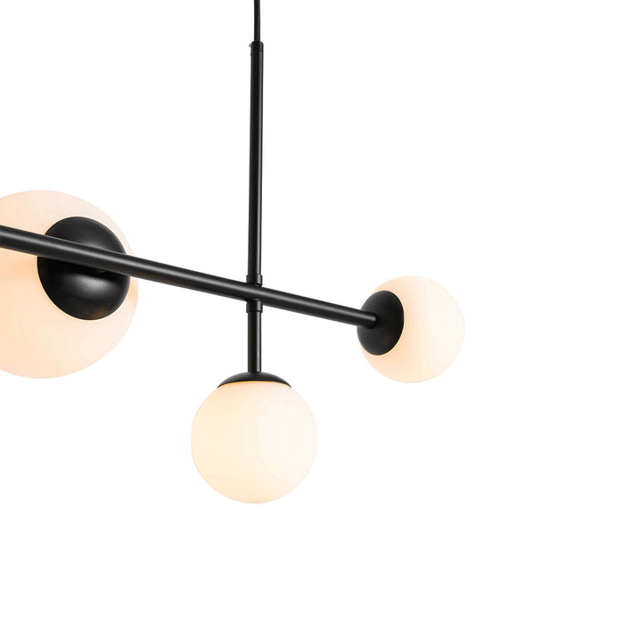 QAZQA Moderne hanglamp zwart met mat glas 6-lichts - Monaco