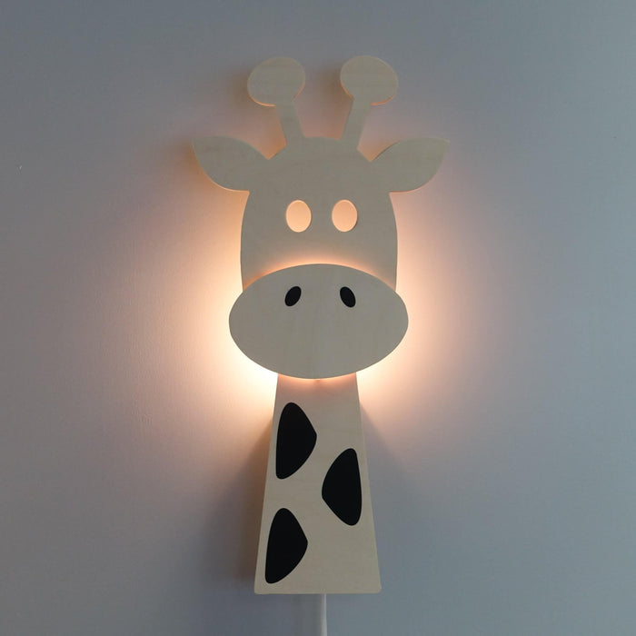 Houten wandlamp kinderkamer | Giraffe - blank