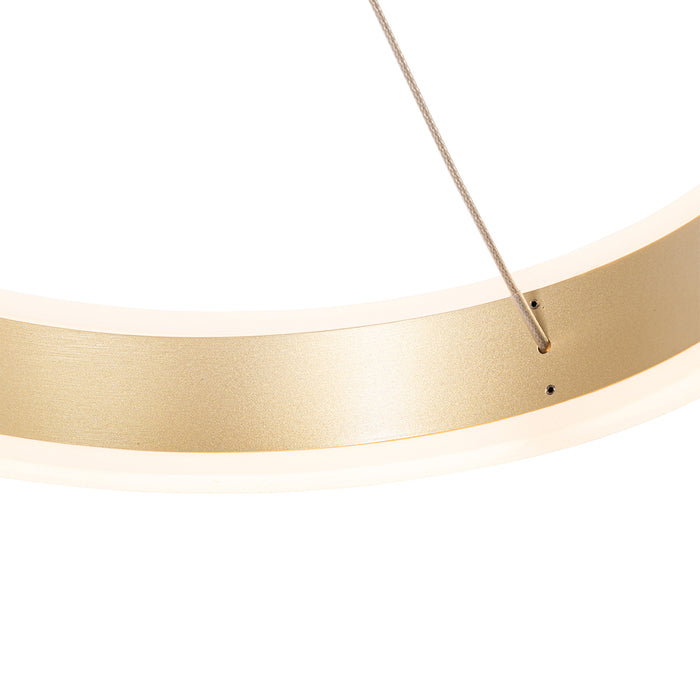 QAZQA Hanglamp messing rond incl. LED 3-staps dimbaar 3-lichts -