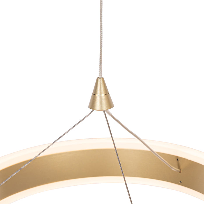 QAZQA Hanglamp messing rond incl. LED 3-staps dimbaar 3-lichts -