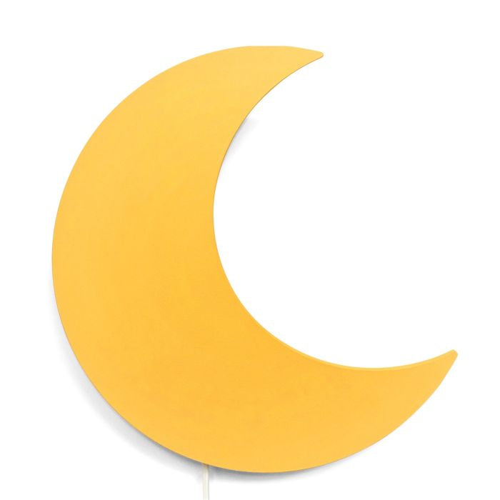 Houten wandlamp kinderkamer | Maan - geel