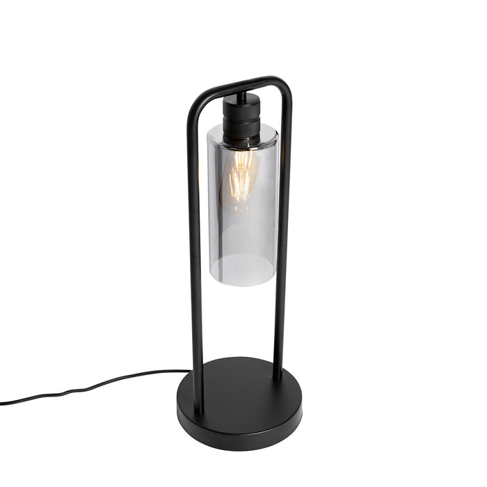QAZQA Moderne tafellamp zwart met smoke glas - Stavelot