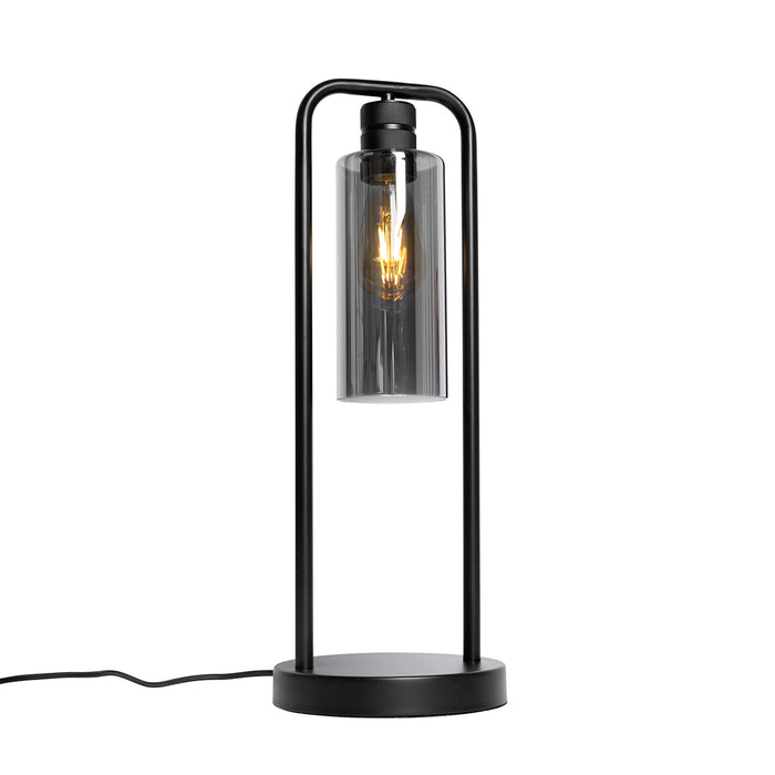 QAZQA Moderne tafellamp zwart met smoke glas - Stavelot