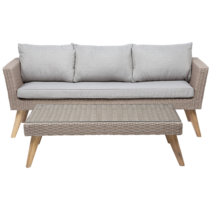 Beliani - VITTORIA - Loungeset voor 5 - Natuurlijk - PE rotan