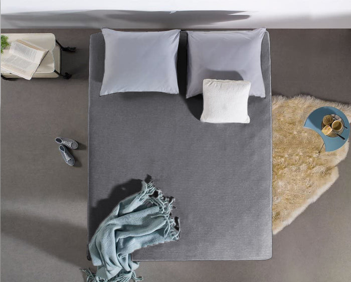 LINNICK Badstof Velours Topper Hoeslaken anthracite 1 persoons