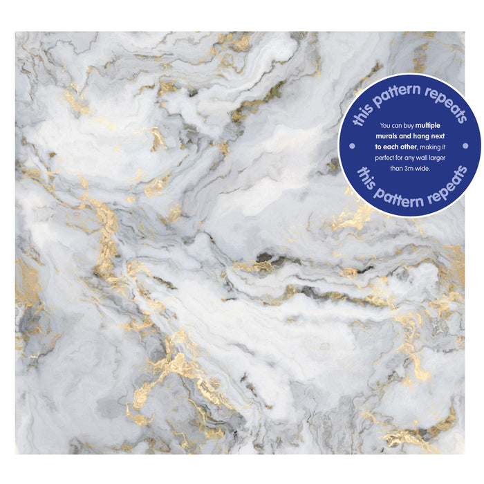 Art for the Home - Fotobehang - Precious Stone - Grijs & Goud -