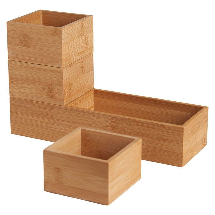 Lisomme Lars houten bakjes bamboe - set van 4
