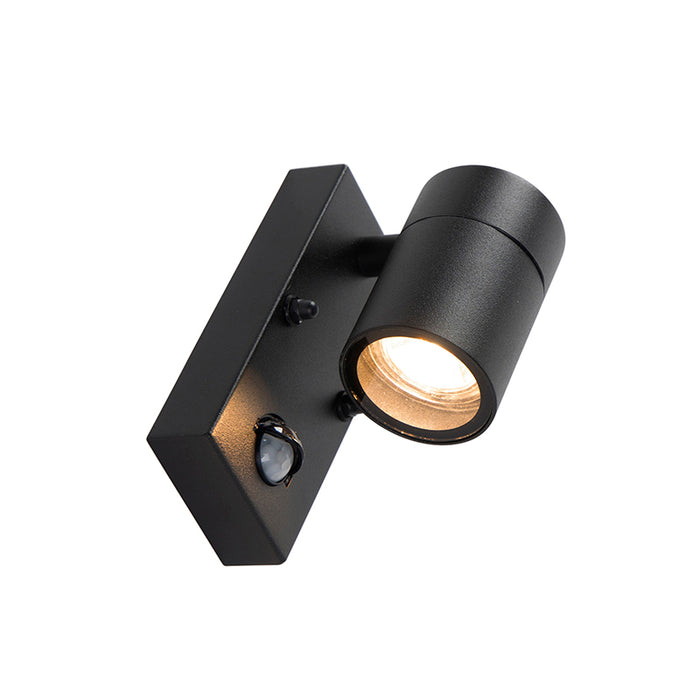 QAZQA Buitenwandlamp zwart met bewegingssensor IP44 - Solo