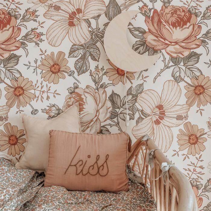 Houten wandlamp kinderkamer | Maan - blank