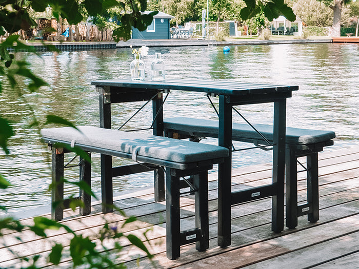 MaximaVida inklapbare picknickbank Riga 120 x 25 blackwash