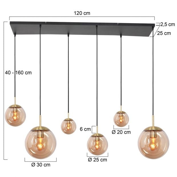 Steinhauer Hanglamp Bollique Messing 6 Lichts 3499ME