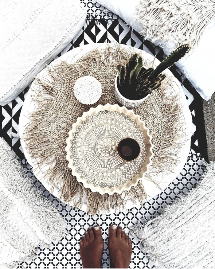 The Fringe Raffia Placemat Round - Natural