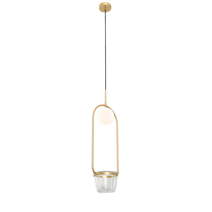 QAZQA Art deco hanglamp goud met wit glas - Isabella