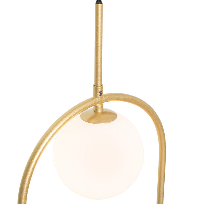 QAZQA Art deco hanglamp goud met wit glas - Isabella