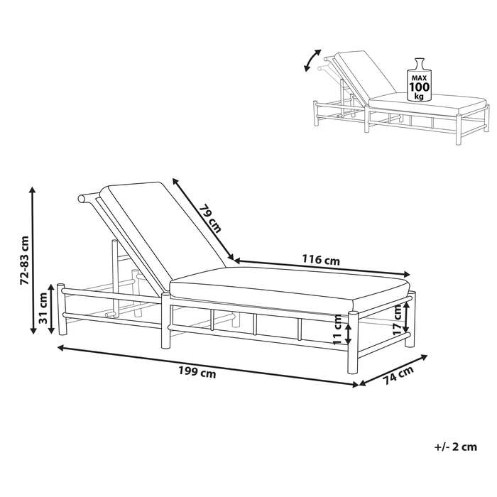 Beliani - LIGURE - Ligstoel - Lichte houtkleur - Bamboehout