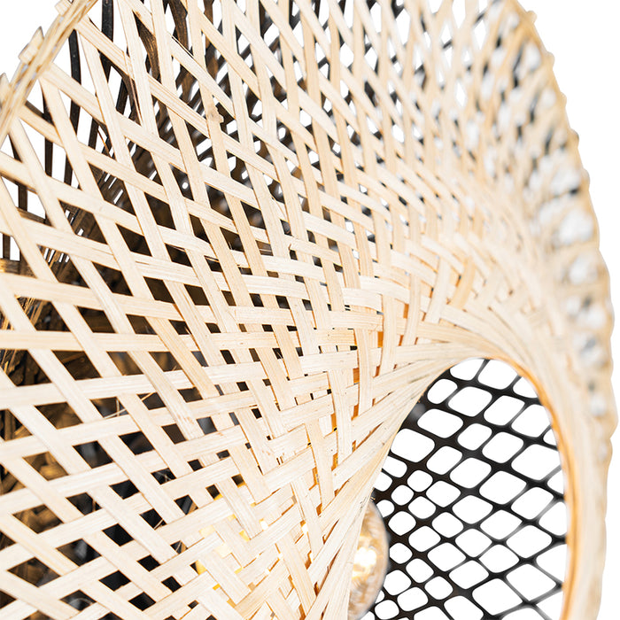 QAZQA Oosterse wandlamp bamboe 35 cm met stekker - Rina