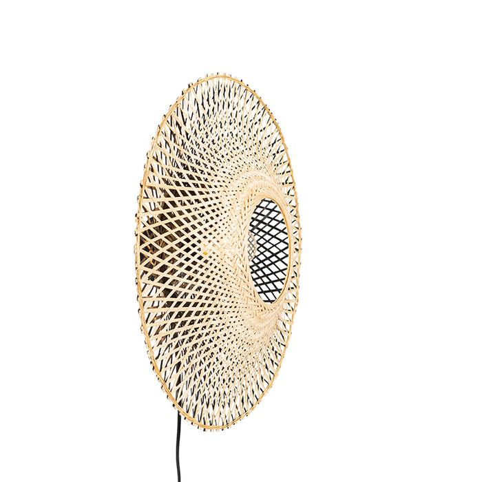 QAZQA Oosterse wandlamp bamboe 50 cm met stekker - Rina
