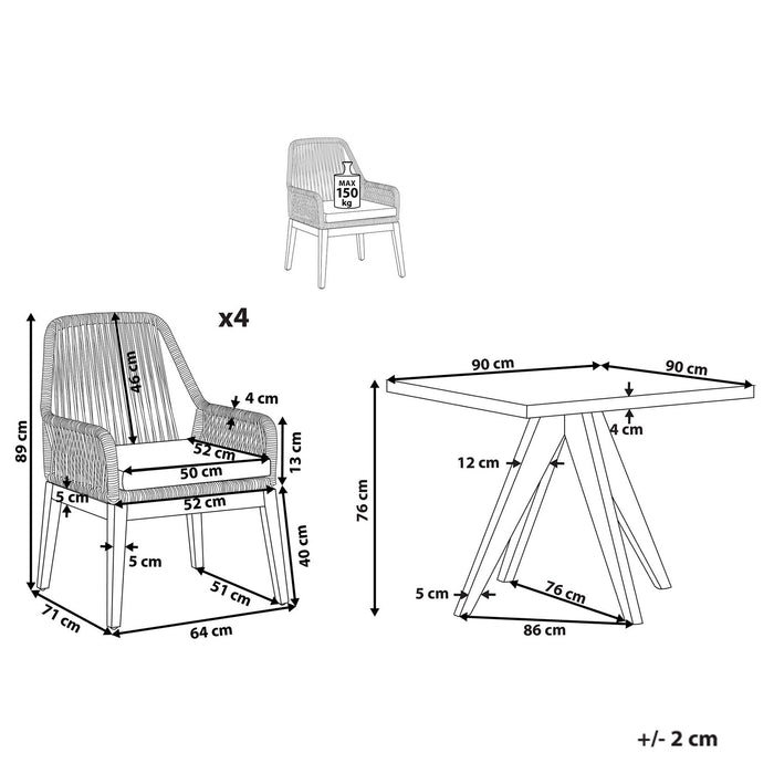 Beliani - OLBIA - Tuinset voor 4 - Grijs|Zwart - Vezelcement