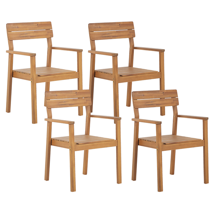 Beliani - FORNELLI - Tuinset voor 4 - Lichte houtkleur - Acaciahout