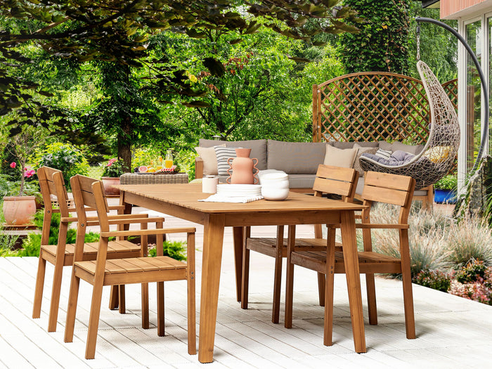 Beliani - FORNELLI - Tuinset voor 4 - Lichte houtkleur - Acaciahout