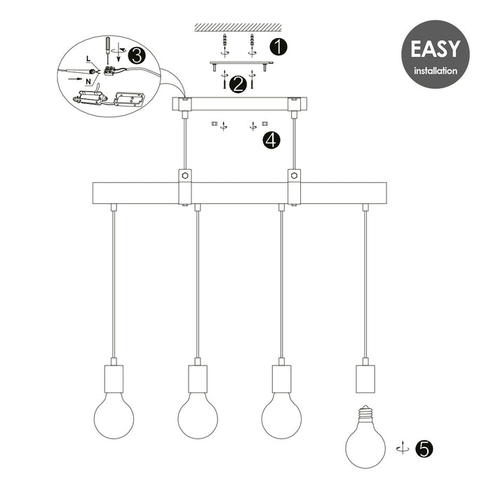 Home Sweet Home Hanglamp Denton - hout - 70x14x128cm
