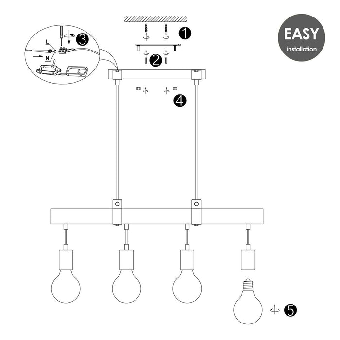 Home Sweet Home Hanglamp Denton - hout - 70x14x128cm