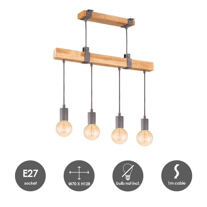 Home Sweet Home Hanglamp Denton - hout - 70x14x128cm