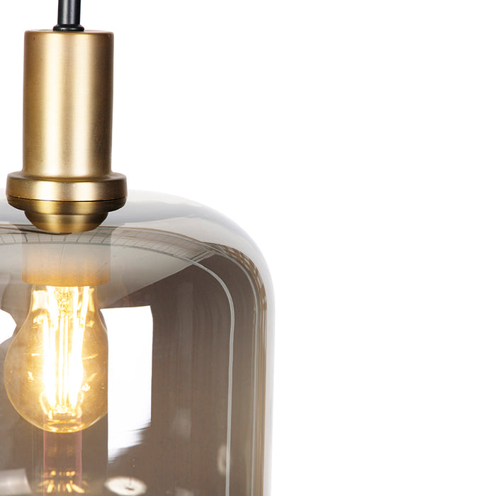 QAZQA Design vloerlamp zwart met goud en smoke glas - Zuzanna