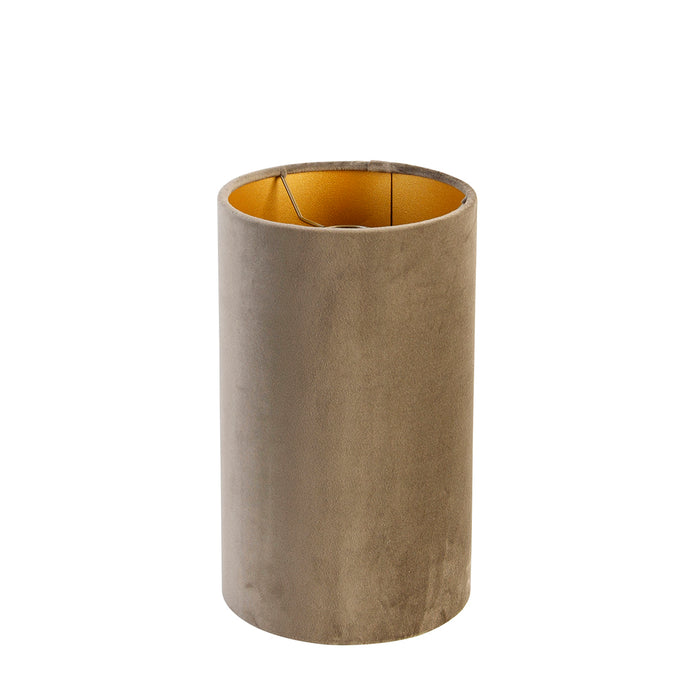 QAZQA Velours lampenkap taupe met gouden binnenkant 15|15|25