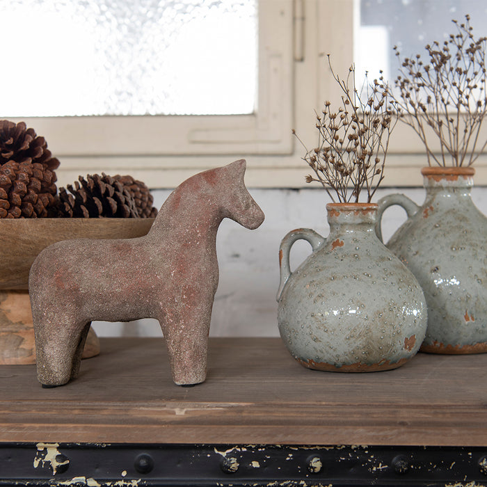 Clayre & Eef Vaas  18x17x20 cm Grijs Groen Keramiek Decoratie Vaas