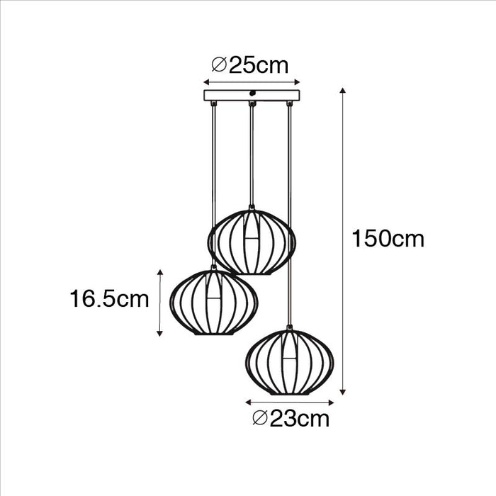 QAZQA Industriële hanglamp zwart 3-lichts - Margarita