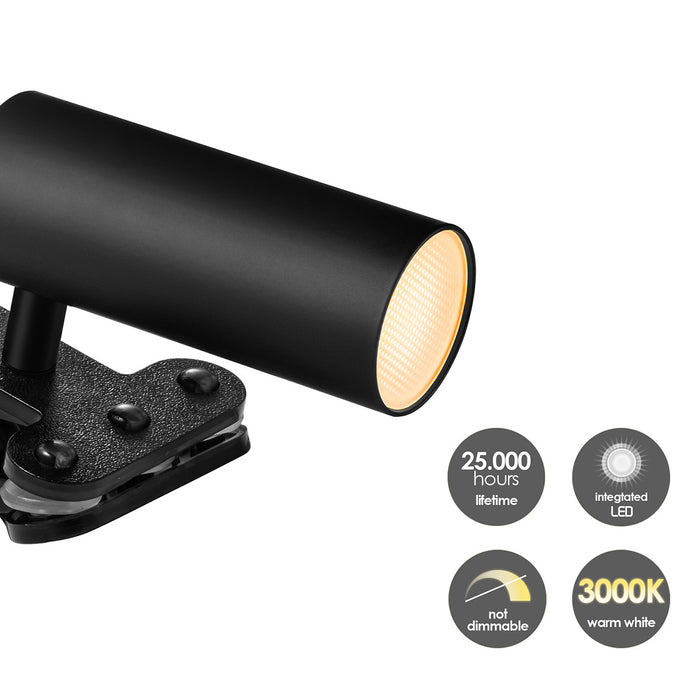 Home Sweet Home - Led Clips Tube Bureaulamp 4,5W Zwart - Flexibele